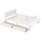 Full Bed with Footboard Bench 2 drawers White