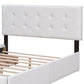 Upholstered Platform Bed with Classic Headboard and 4 Drawers No Box Spring Needed Linen Fabric Queen Size White