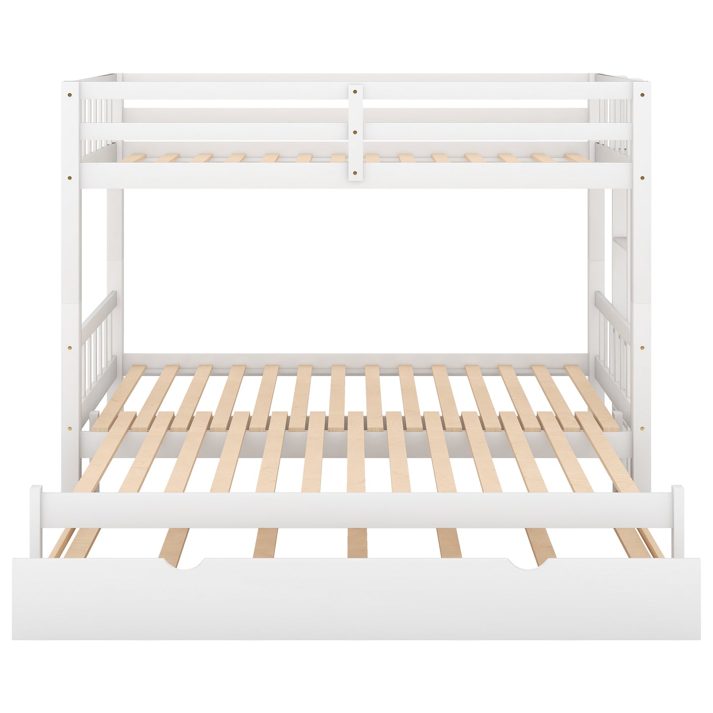 Twin over Pull-out Bunk Bed with Trundle  White