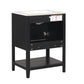 Black Modern Sleek Bathroom Vanity Elegant Ceramic Sink with Solid Wood Frame Open Style Shelf