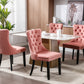 High-end Tufted Solid Wood Contemporary Velvet Upholstered Dining Chair with Wood Legs Nailhead Trim 2-Pcs Set Pink