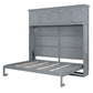 Full Size Murphy Bed Wall Bed with Top Cabinets, Gray Finish for Space-Saving Bedrooms