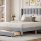 Full Size Storage Bed Velvet Upholstered Platform Bed with a Big Drawer - Gray