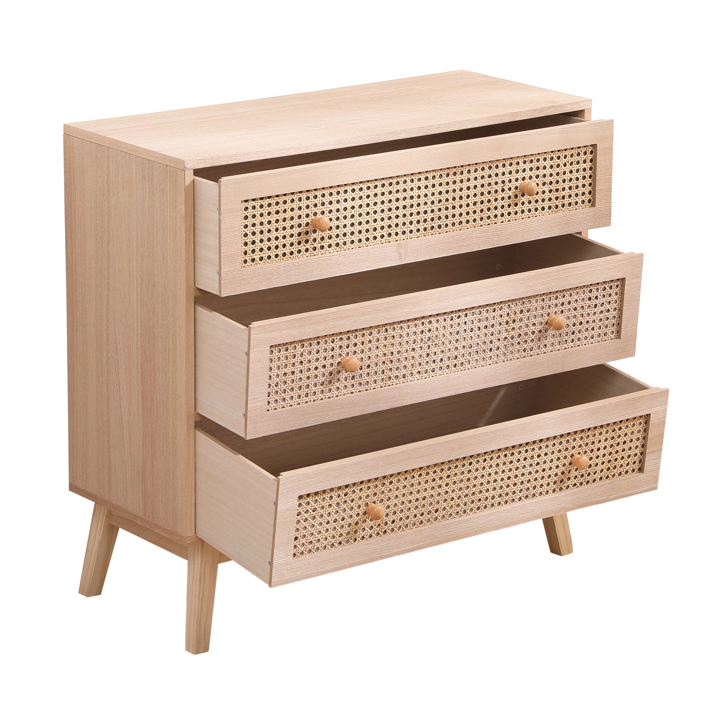 3-Drawers Rattan Storage Cabinet Rattan Drawer,for Bedroom,Living Room,Natural