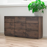 Mid-Century Modern 9-Drawer Dresser, Dark Brown Finish for Stylish Bedrooms