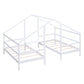 Double Twin Size Triangular House Beds with Built-in Table White