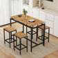 TREXM 5-piece compact bar table with table and stool - modern industrial design brown