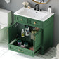 30" Uncovered Bathroom Vanity with Soft-Closed Door, Solid Wood Frame Storage Cabinet, Green Finish