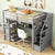 Twin Size Loft Bed with Desk and Shelves Two Built-in Drawers, Storage Staircase Gray