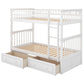 Twin over Twin Bunk Bed with Drawers  Convertible Beds  White