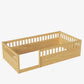 Twin Floor Bed Frame with Fence, Wood Kids Floor Beds Frame for Bedroom Playroom,Natural