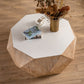 38" Three-Dimensional Embossed Pattern Coffee Table, American Retro Style with White Tabletop