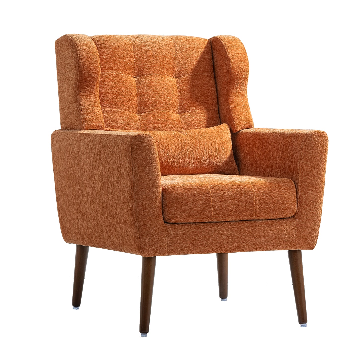 Modern Accent Chair Upholstered Foam Filled Living Room Chairs Comfy Reading Chair Mid Century Modern Chair (Orange)