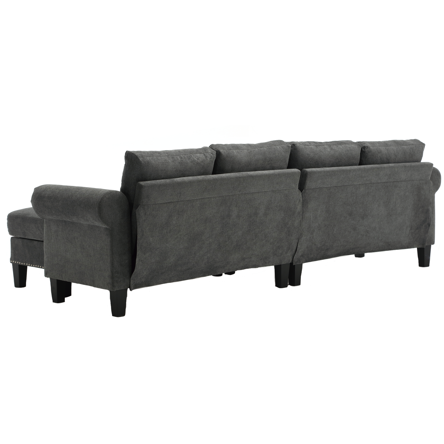 Convertible Sectional Sofa with Storage, L-Shaped Design in Modern Linen Fabric, Gray for Living Rooms