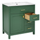 30-Inch Green Bathroom Vanity with Ceramic Sink and Ample Storage - Ideal Choice for Small Bathrooms