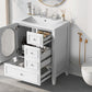 Bathroom Vanity with Sink, Bathroom Vanity Cabinet with Three Drawers and Door, Solid Wood and MDF, White