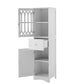 Tall Bathroom Cabinet, Freestanding Storage Cabinet with Drawer and Doors, MDF Board, Acrylic Door, Adjustable Shelf, White