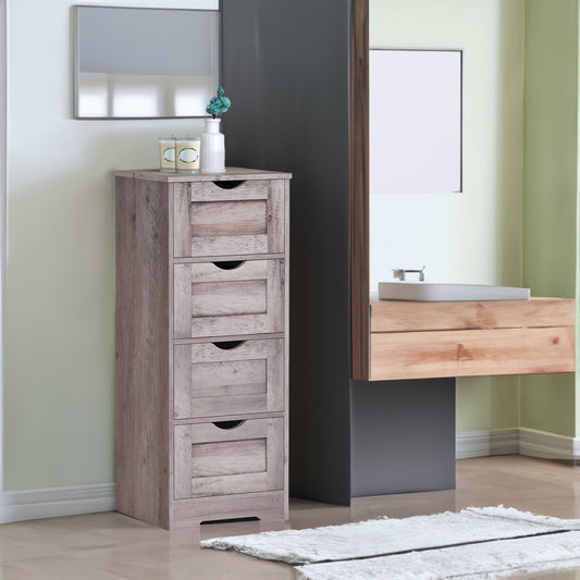 Floor Cabinet Wooden Storage Cabinet Home Office Living Room Bathroom Side Table Sturdy Modern 4 Drawers Grey