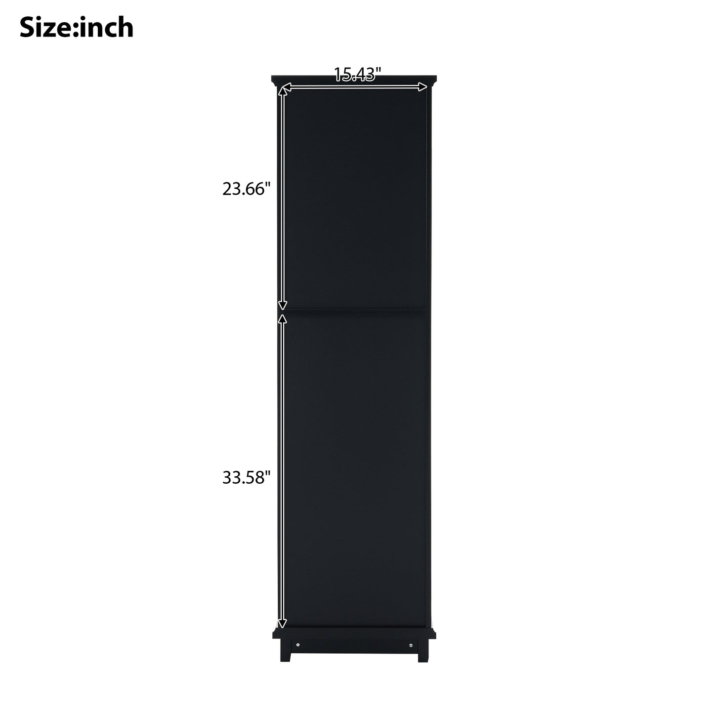 Tall Bathroom Storage Cabinet with Glass Doors, Free-Standing, Two Drawers, and Adjustable Shelves, MDF Board, Painted Black