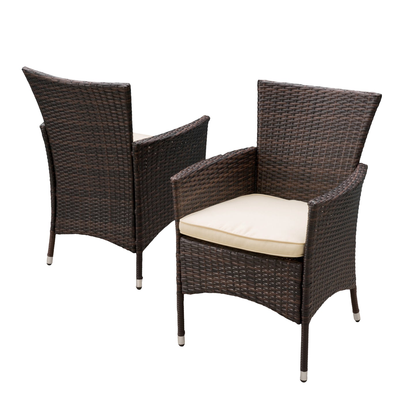 Clementine Outdoor PE Wicker Dining Chairs, Set of 2 in Multibrown Finish