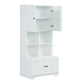 Bathroom storage cabinet, 4-door independent cabinet, adjustable shelf, open multi-layer shelf, white