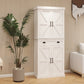 Kitchen Pantry Storage Cabinet with 4 Doors(2Doors with Racks)1 Drawer 2 Adjustable Shelves Freestanding Cupboard