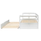 win Size Daybed with Trundle and Foldable Shelves on Both Sides White