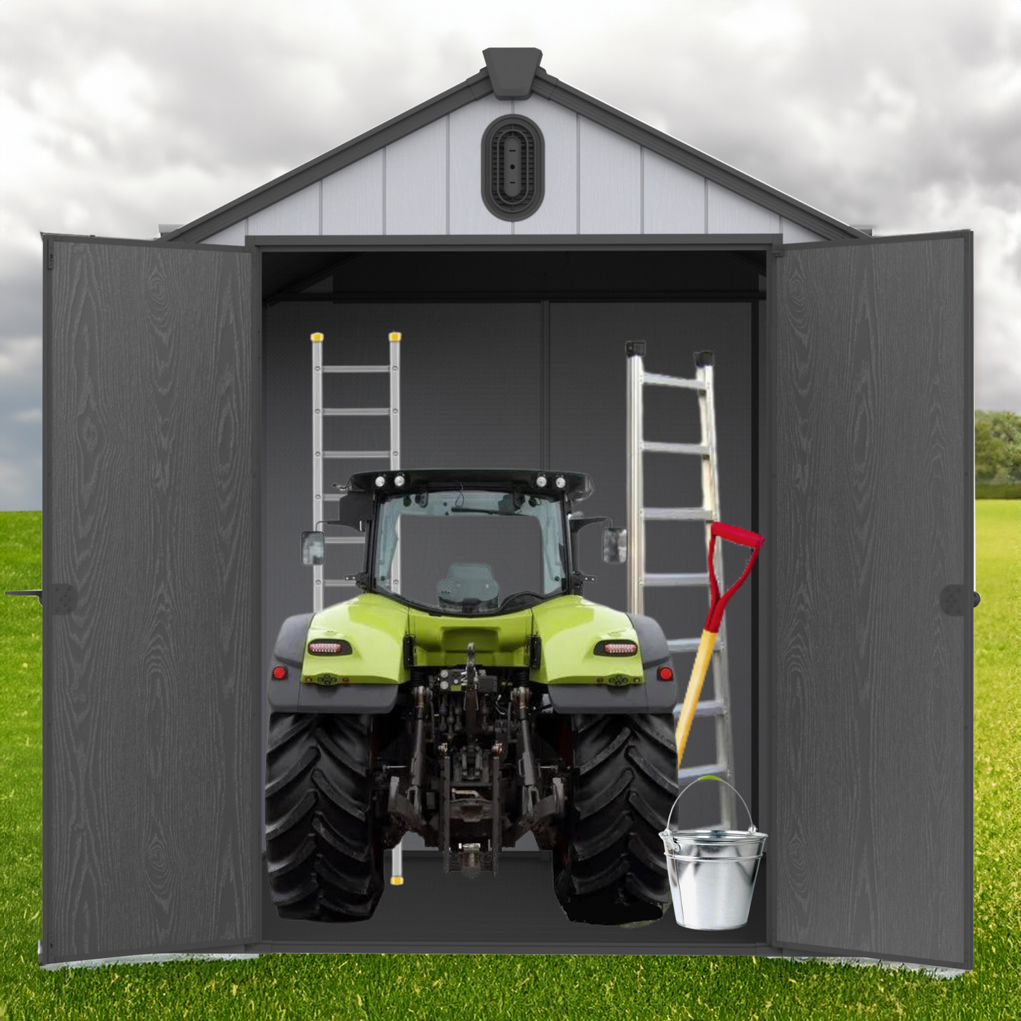 XWT012 6*8ft plastic storage shed for backyard garden big spire Tool storage