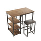 Modern 3-Piece Bar tabies and chairs Set with 2 Chairs for Dining Room Black Frame+Brown oak board surface+Black cushion