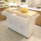 Kitchen Island and Cart, Mobile Design with Rubber Wood Leaf Countertop and Storage Cabinet