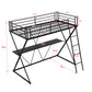 Twin Size Loft Bed with Desk Ladder and Full-Length Guardrails  X-Shaped Frame Black