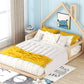 Full Size Wood Floor Bed with House-shaped Headboard  Natural