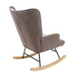 Rocking Chair with ottoman, Mid Century Fabric Rocker Chair with Wood Legs and Patchwork Linen for Livingroom Bedroom