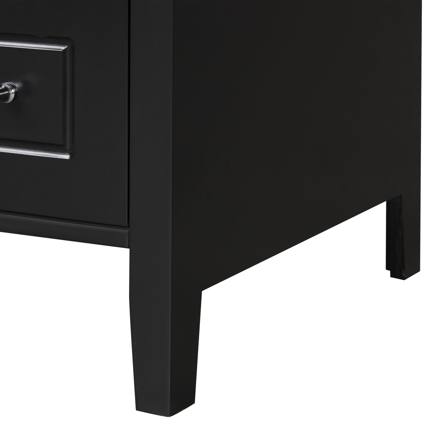 Bathroom Vanity with Sink, Bathroom Vanity Cabinet with Two Drawers and Door, Adjustable Shelf, Solid Wood and MDF, Black