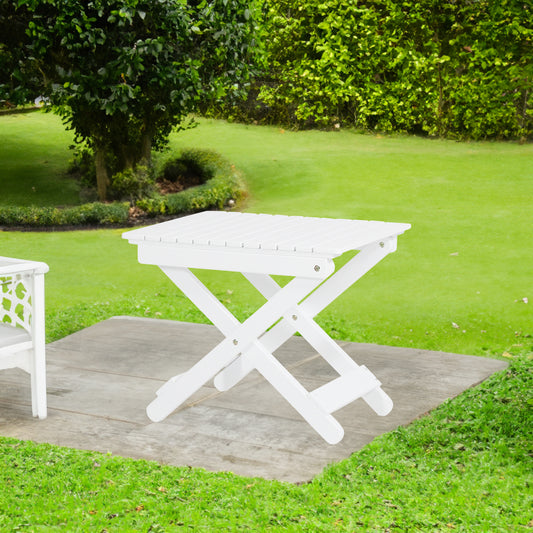 Outdoor Folding Side Table White Finish