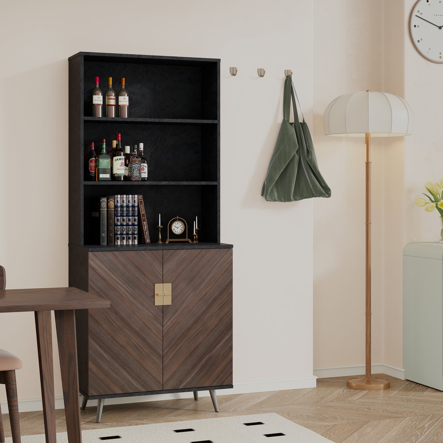 Accent Storage Cabinet with Doors, Bar Cabinet Buffet for Living Rooms, Hallways, and Kitchens