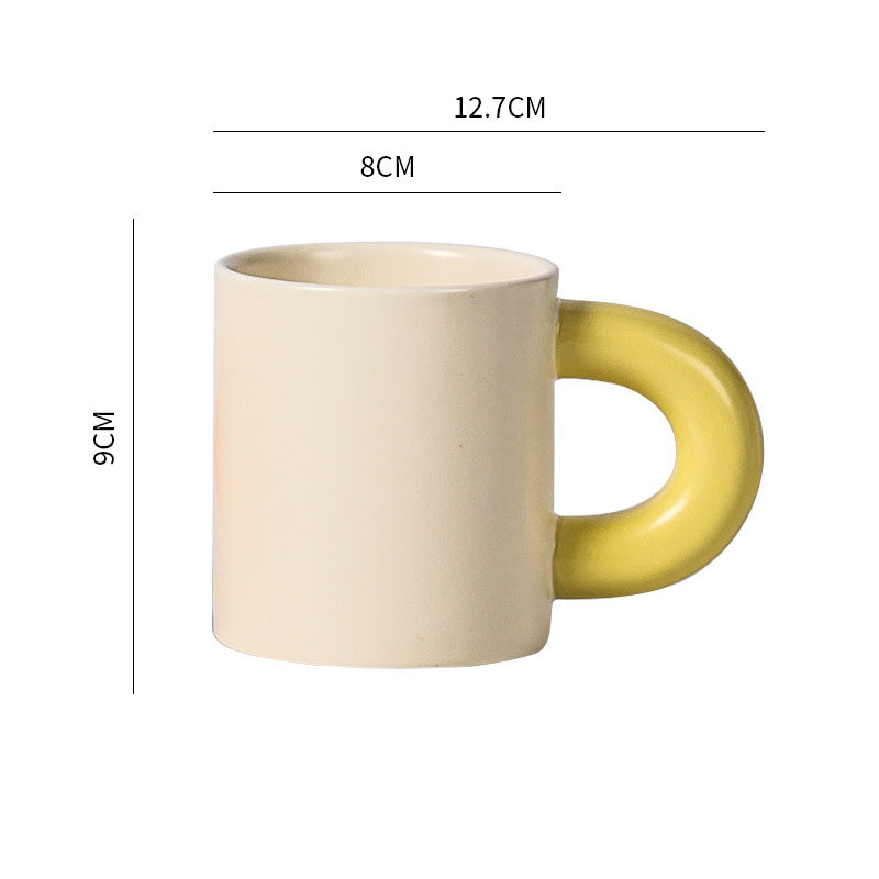 Thick Handle Ceramic Cup High-Value Mug Creative Ins Nordic Coffee Cup Breakfast Cup Couple Water Cup