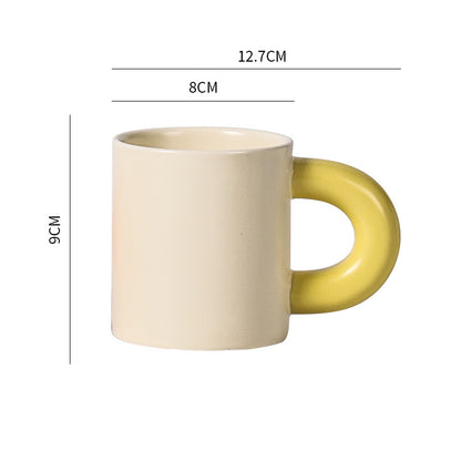 Thick Handle Ceramic Cup High-Value Mug Creative Ins Nordic Coffee Cup Breakfast Cup Couple Water Cup