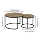 A set of nested coffee tables, 27.6-inch round coffee table, industrial wood veneer, with sturdy metal frame (brown)