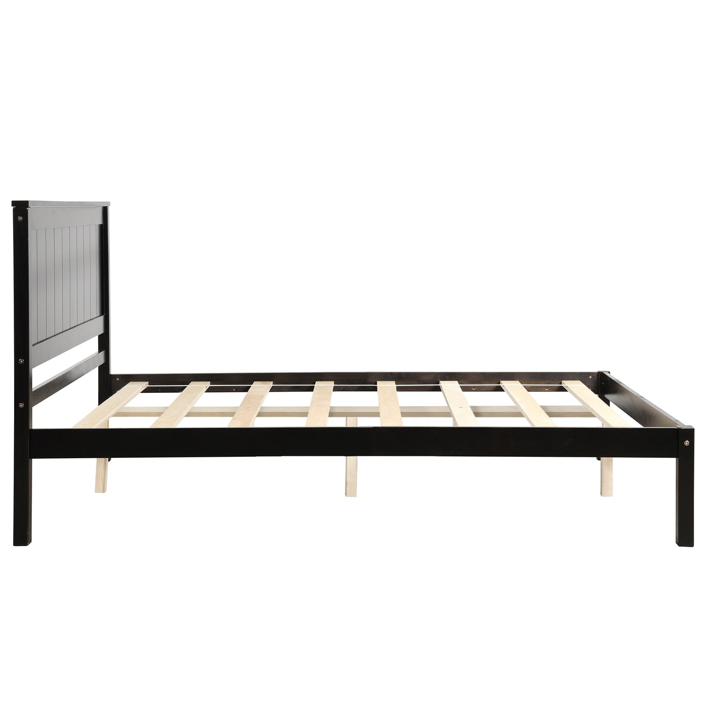 Platform Bed Frame with Headboard, Wood Slat Support, No Box Spring Needed  Full Espresso