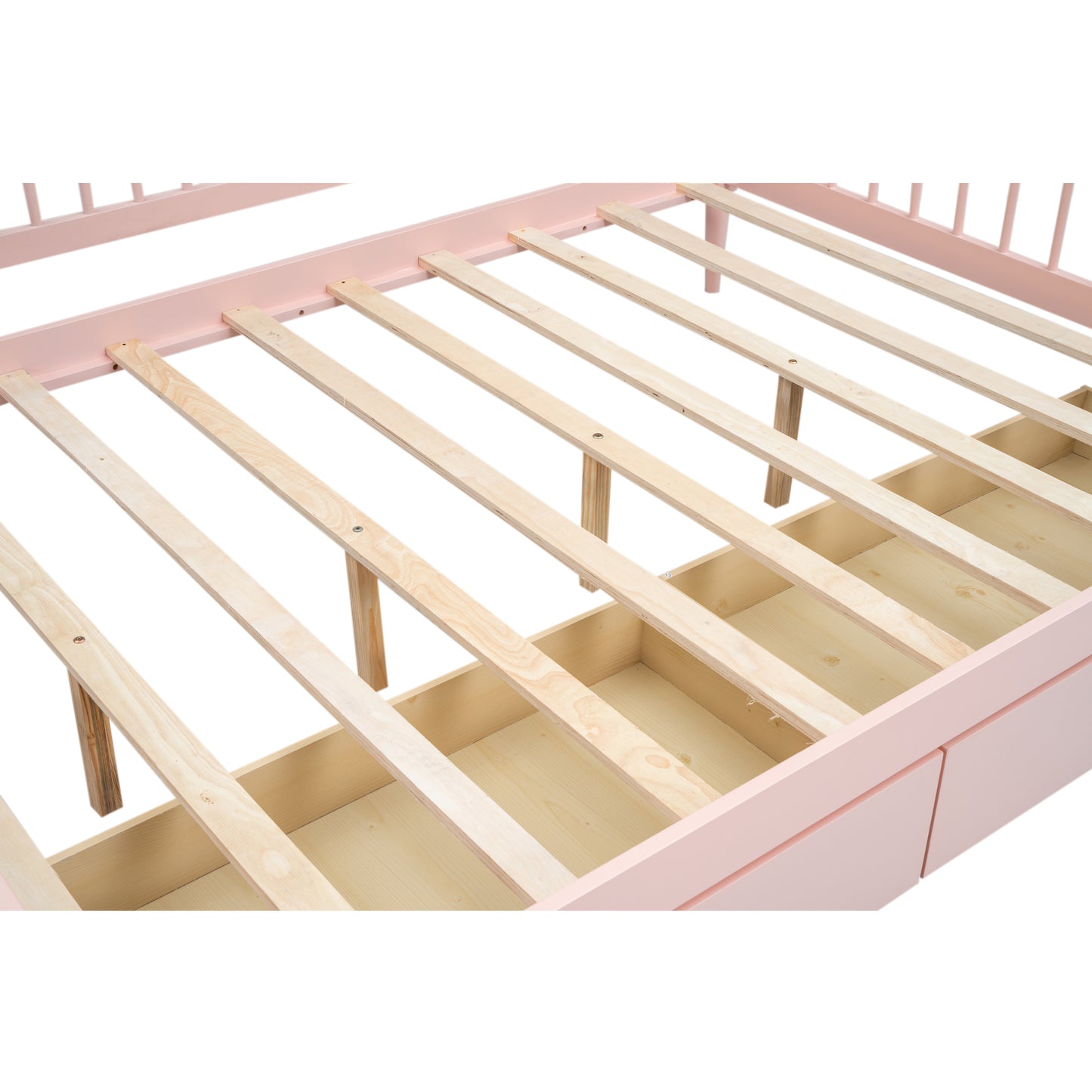 Full Size Daybed with Two Storage Drawers and Support Legs Pink