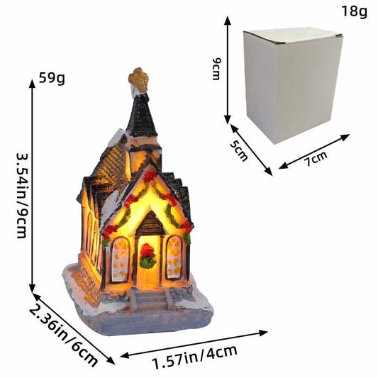 Christmas decorations holiday resin cabins colorful illuminated house tabletop ornaments