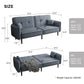 Futon Sofa Bed with Solid Wood Legs, Comfortable Grey Fabric Design for Living Rooms