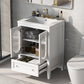 Bathroom Vanity with Sink, Bathroom Vanity Cabinet with One Drawer and Doors, Adjustable Shelf, Solid Wood and MDF, White