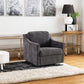 Large Swivel Chair with Soft Cushions, Modern Design in Skin-Friendly Gradient Linen Fabric, Grey Finish