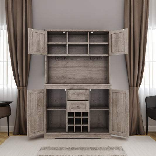 Farmhouse Coffee Bar Cabinet with Wine Storage