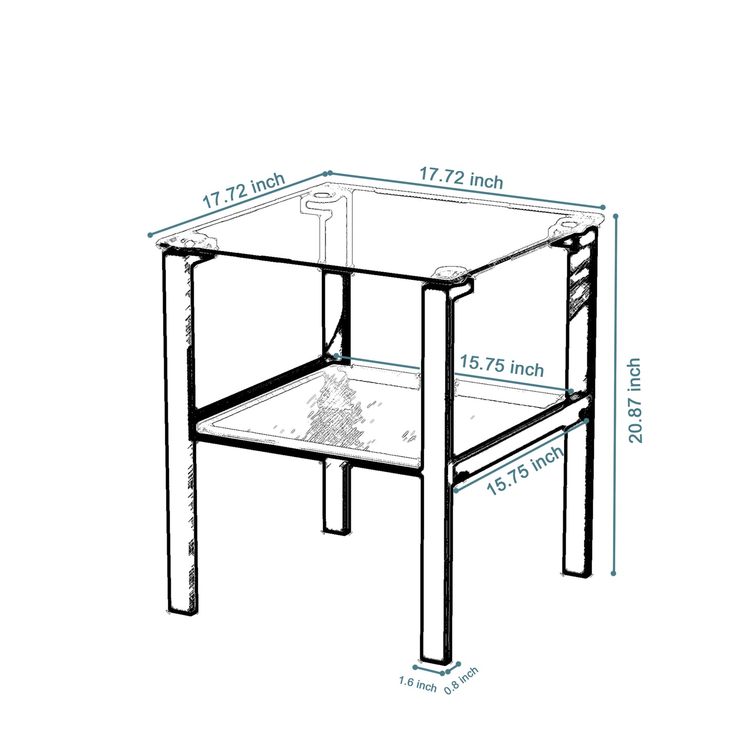 Glass Two-Layer Tea Table, Small Round Design for Bedroom Corners and Living Rooms, Black Finish