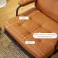 Living room chair with adhesive leather armrests, high backrest, metal legs, and soft padding (1 piece in brown)