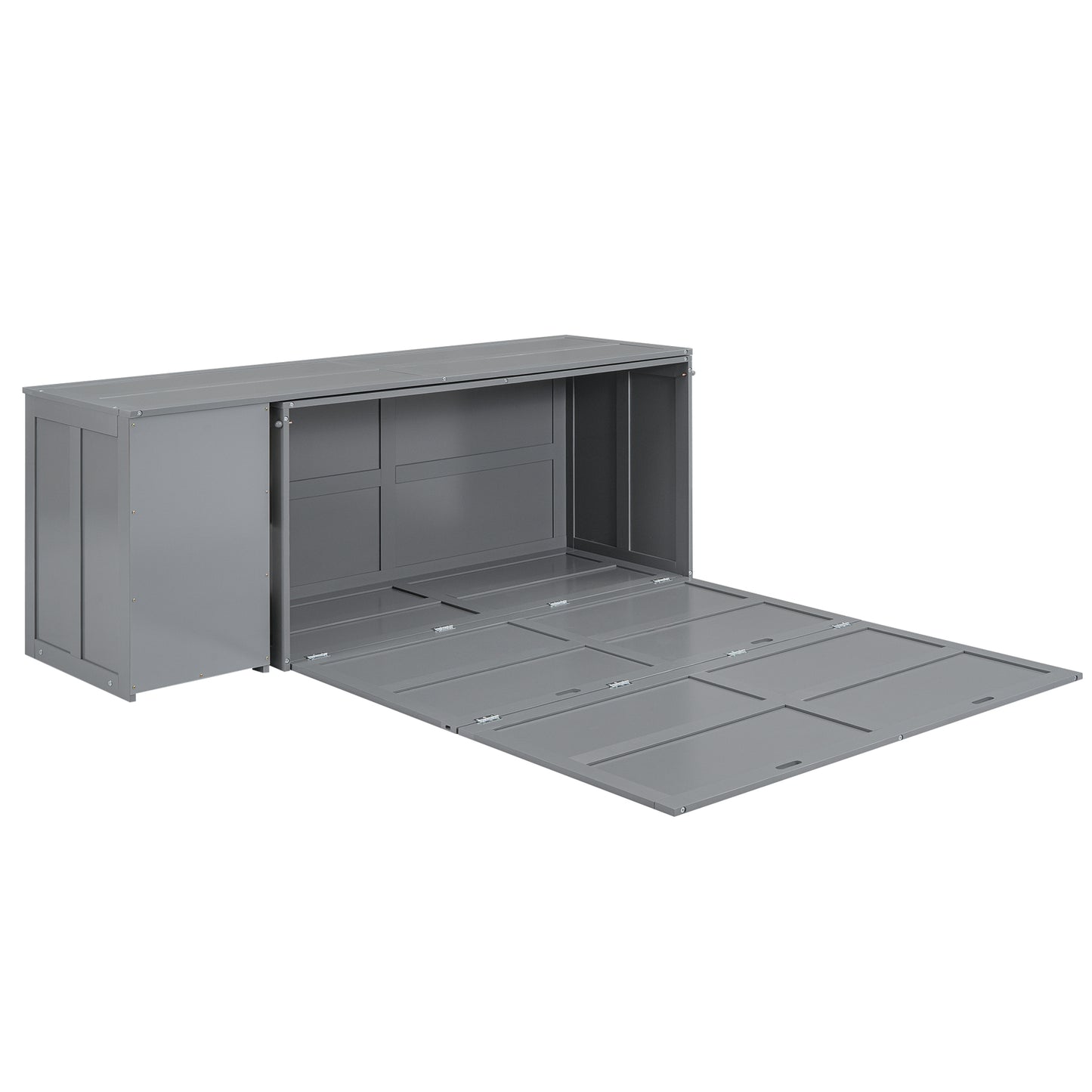 Queen Size Murphy Bed with Rotable Desk  Gray