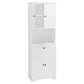 Tall Bathroom Cabinet with Four Doors, Large Storage Space Open Shelve, Upper Storage Cabinet, Whit